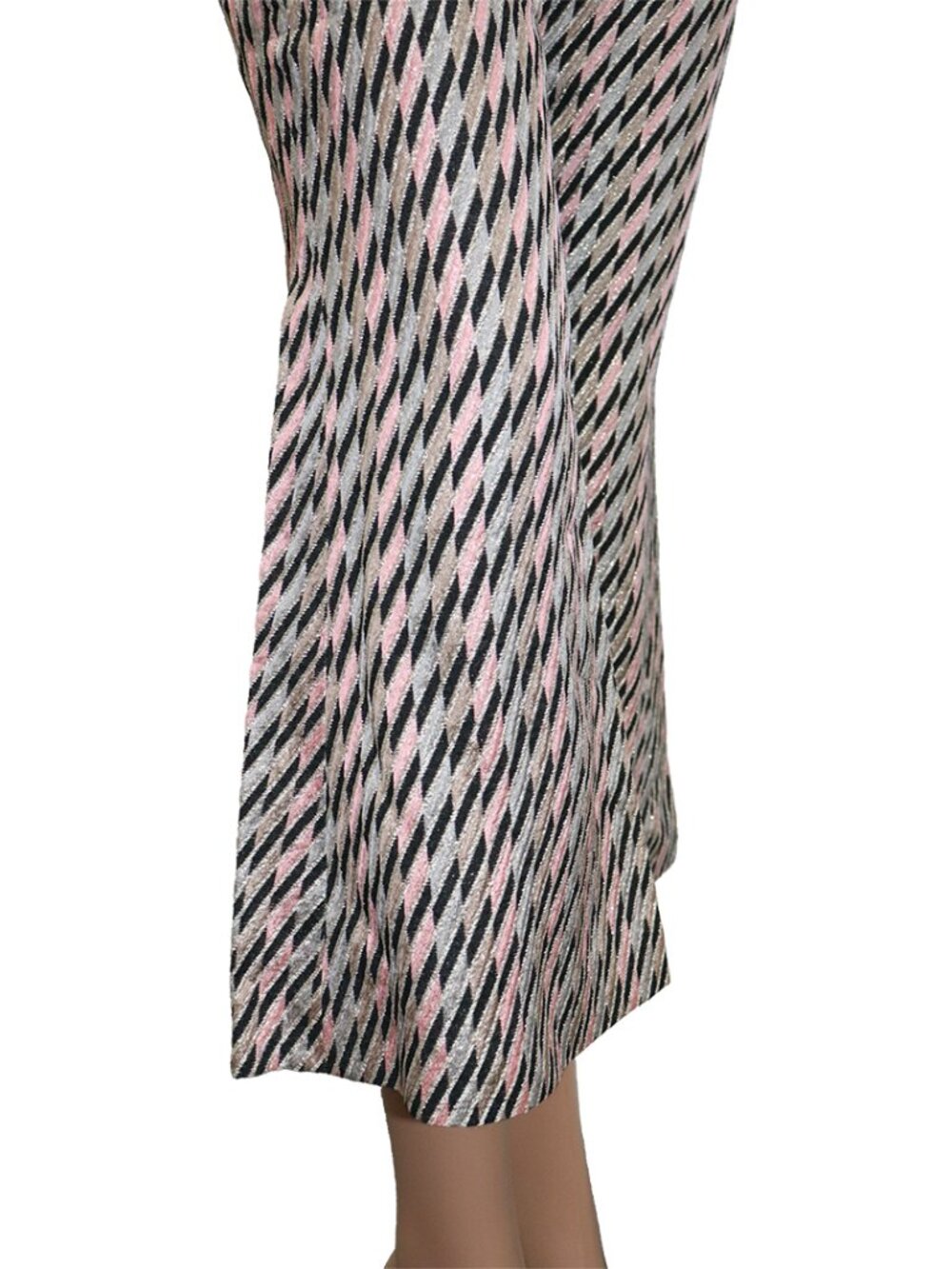 Metallic Pink Black Geo Wide Leg Crop Pants S - Picture 5 of 6